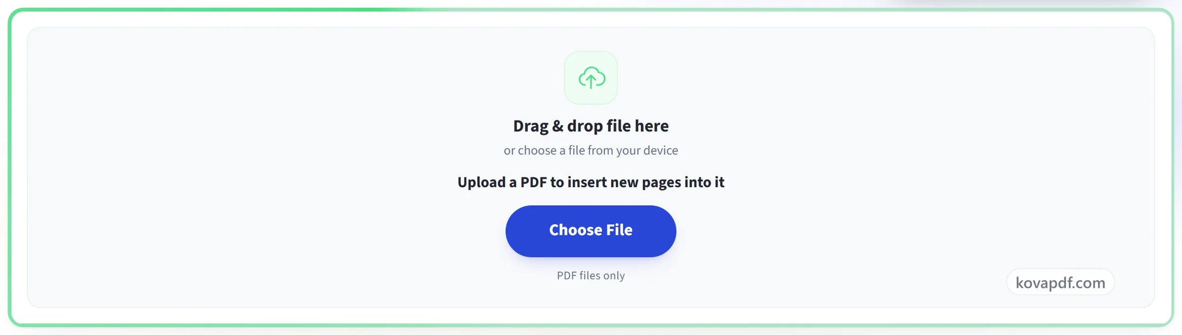 The Add Blank Page upload panel