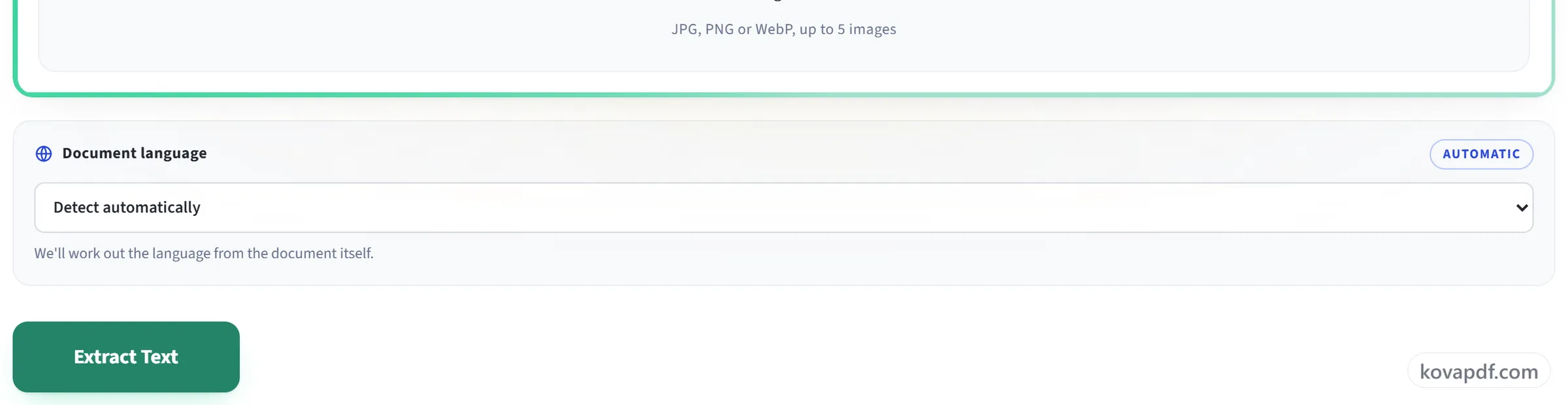 The Image to Text screen with images uploaded and ready to read