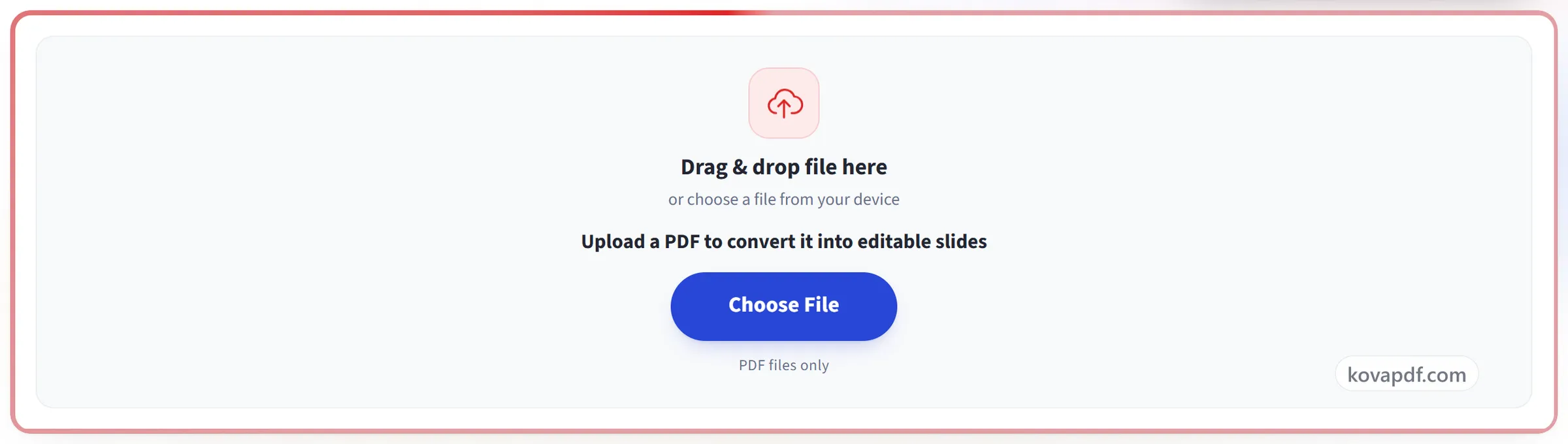 The PDF to PPT upload panel
