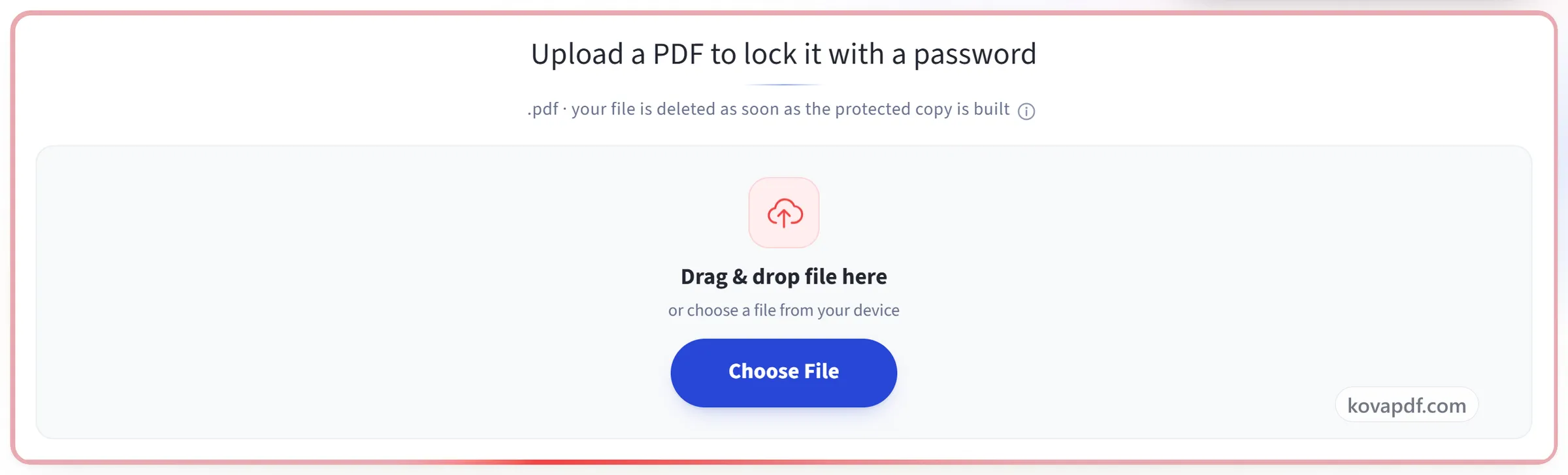The Protect PDF upload panel