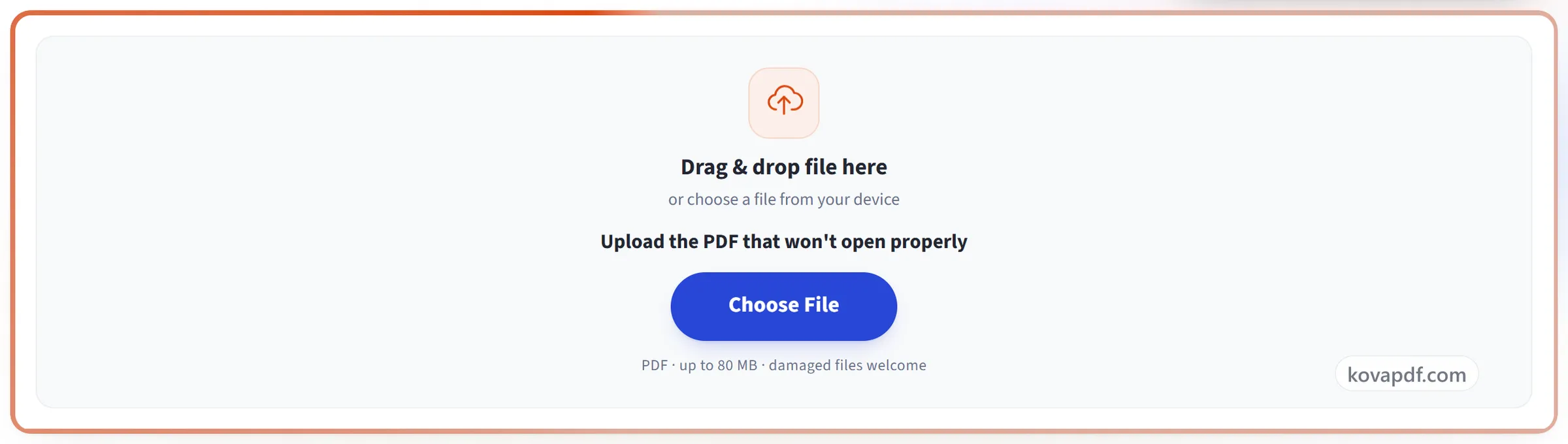 The Repair PDF upload panel